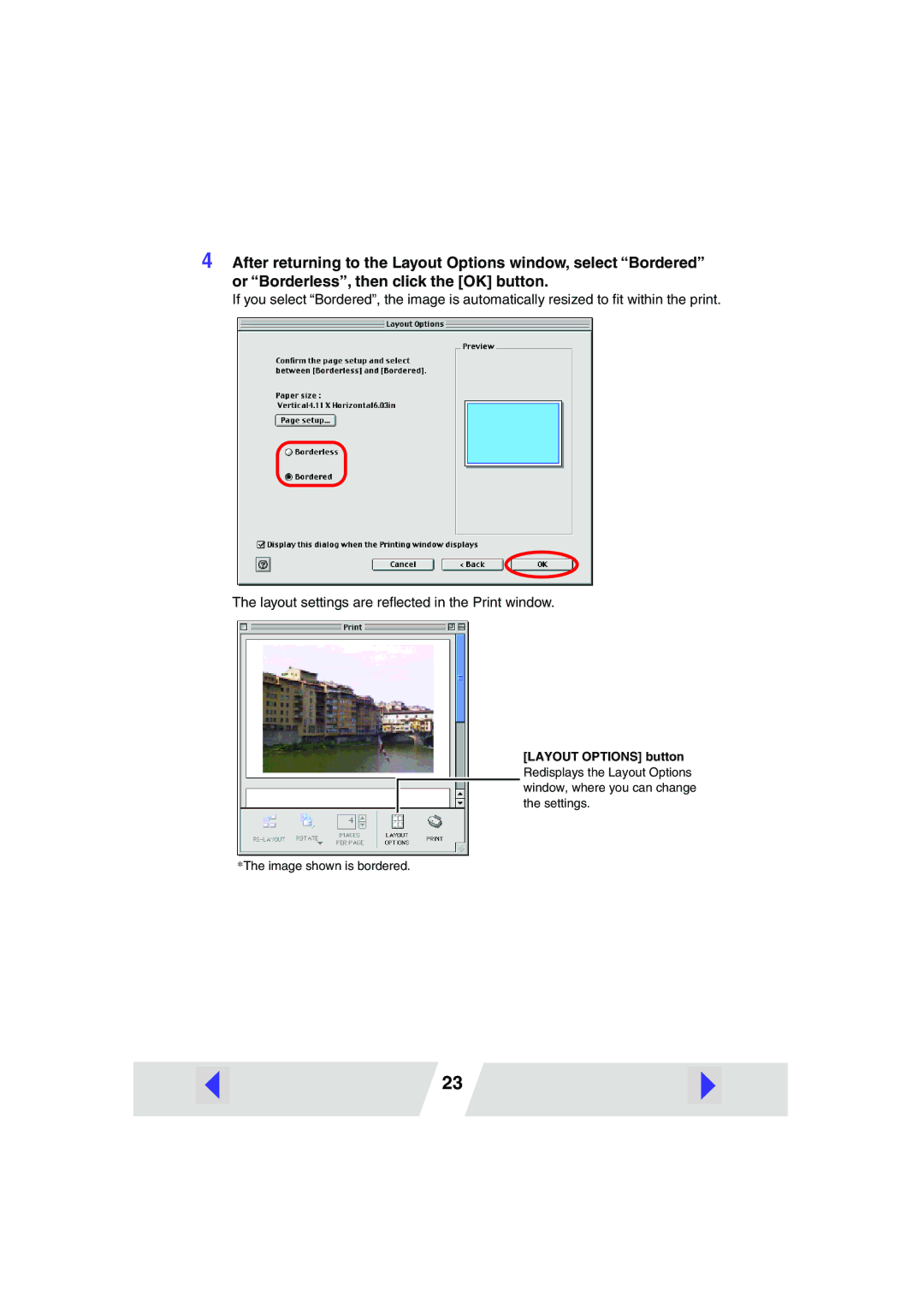 Canon CP-300, CP-200 manual Layout Options button 