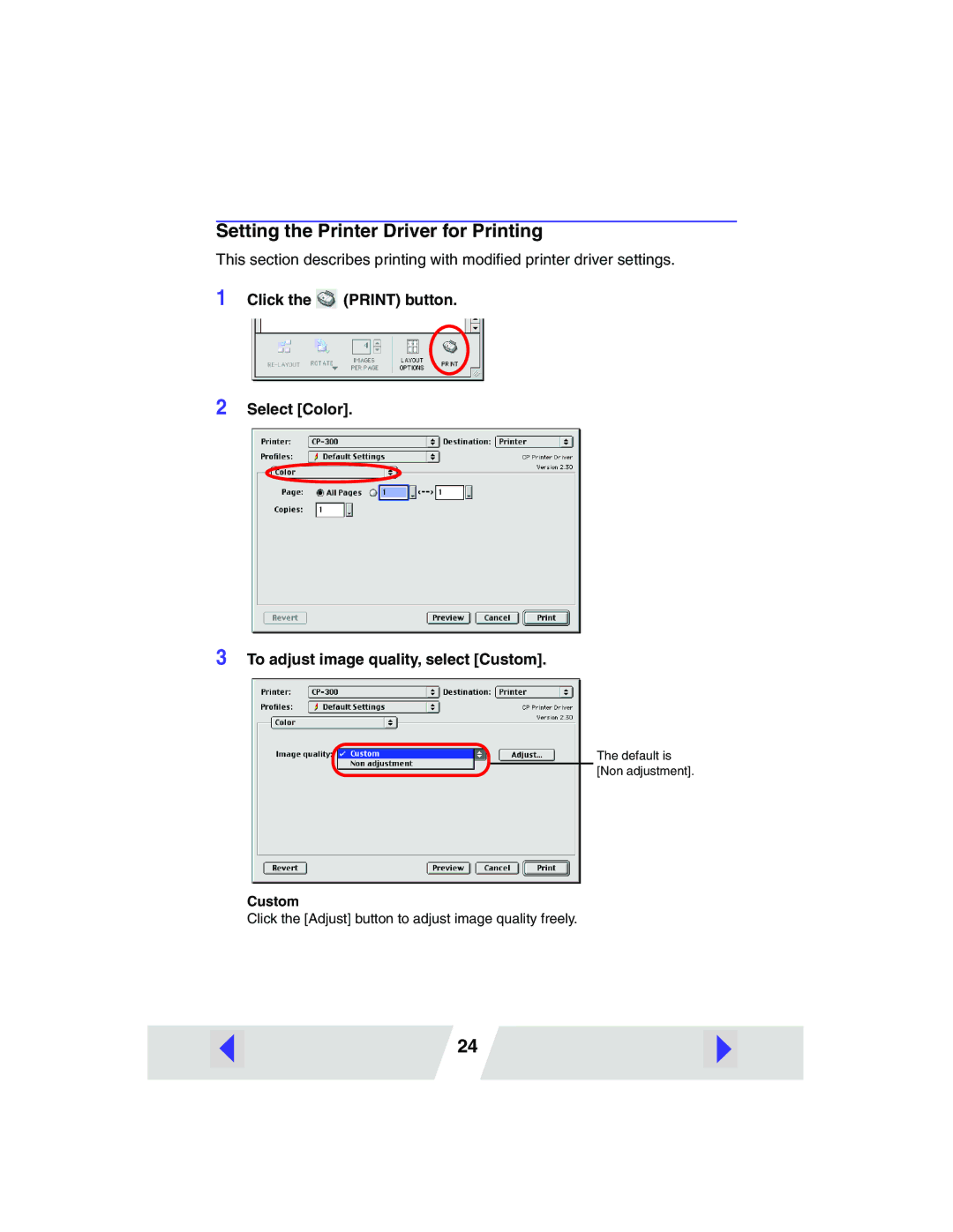 Canon CP-200, CP-300 manual Setting the Printer Driver for Printing 