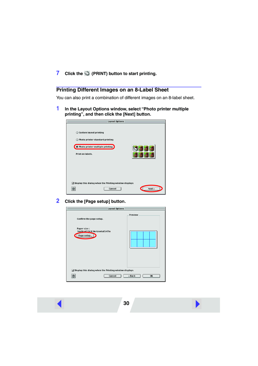 Canon CP-200, CP-300 manual Printing Different Images on an 8-Label Sheet 