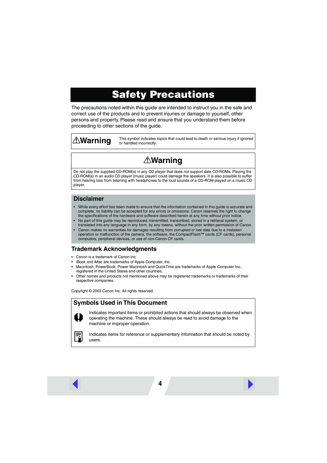 Canon CP-200, CP-300 manual Safety Precautions 