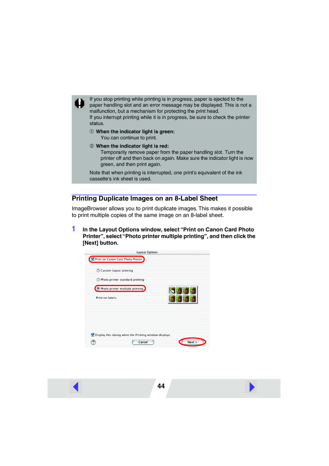 Canon CP-200, CP-300 manual Printing Duplicate Images on an 8-Label Sheet 