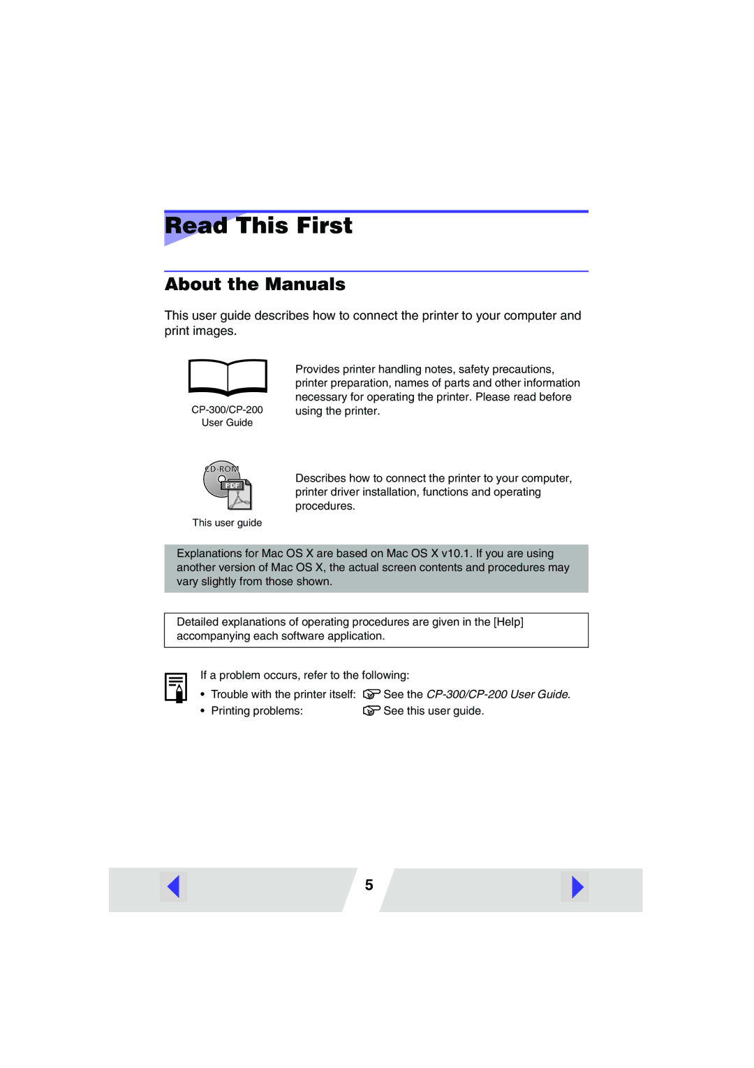 Canon CP-300, CP-200 manual Read This First, About the Manuals 