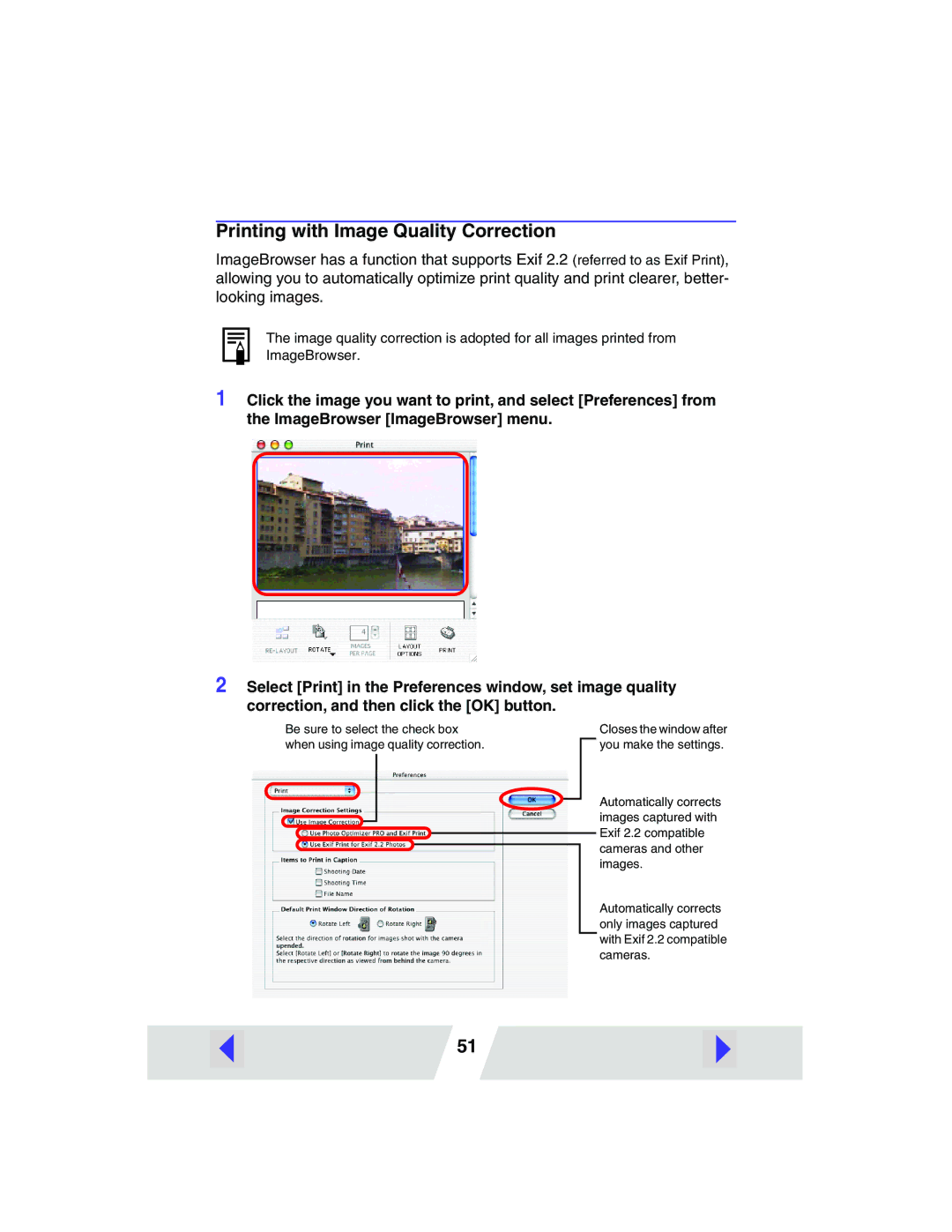 Canon CP-300, CP-200 manual Printing with Image Quality Correction 