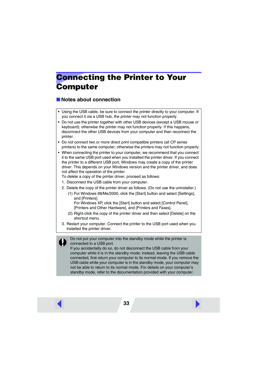 Canon CP-300, CP-200 manual Connecting the Printer to Your Computer 