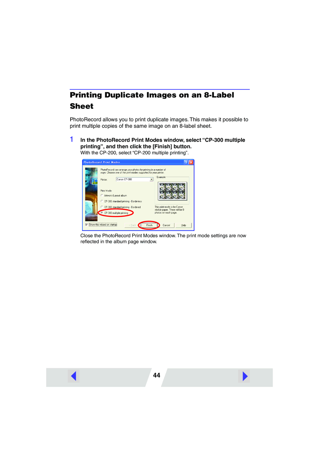 Canon CP-200, CP-300 manual Printing Duplicate Images on an 8-Label Sheet 