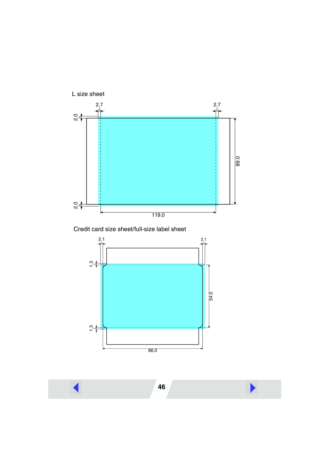 Canon CP-220 manual Size sheet 