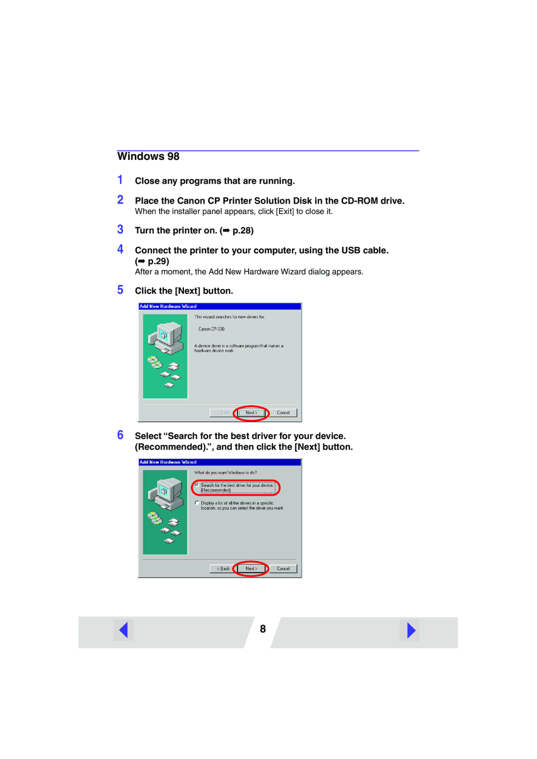 Canon CP-220 manual Windows 