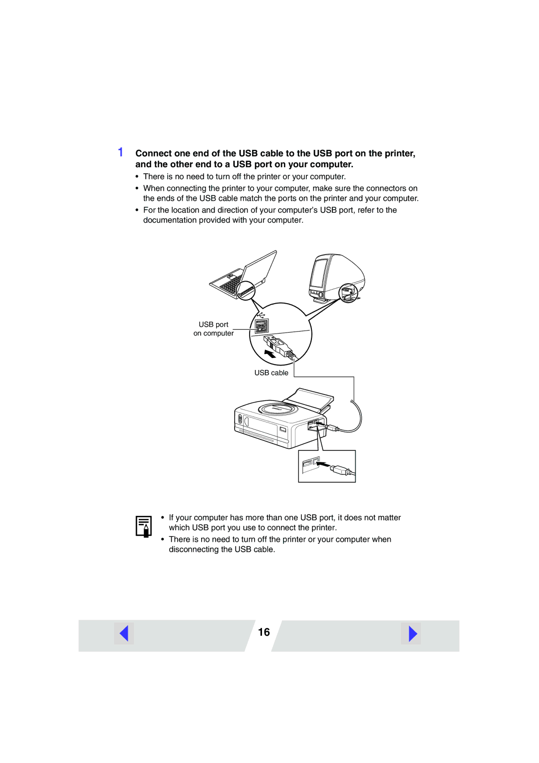 Canon CP220, CP330 manual There is no need to turn off the printer or your computer 