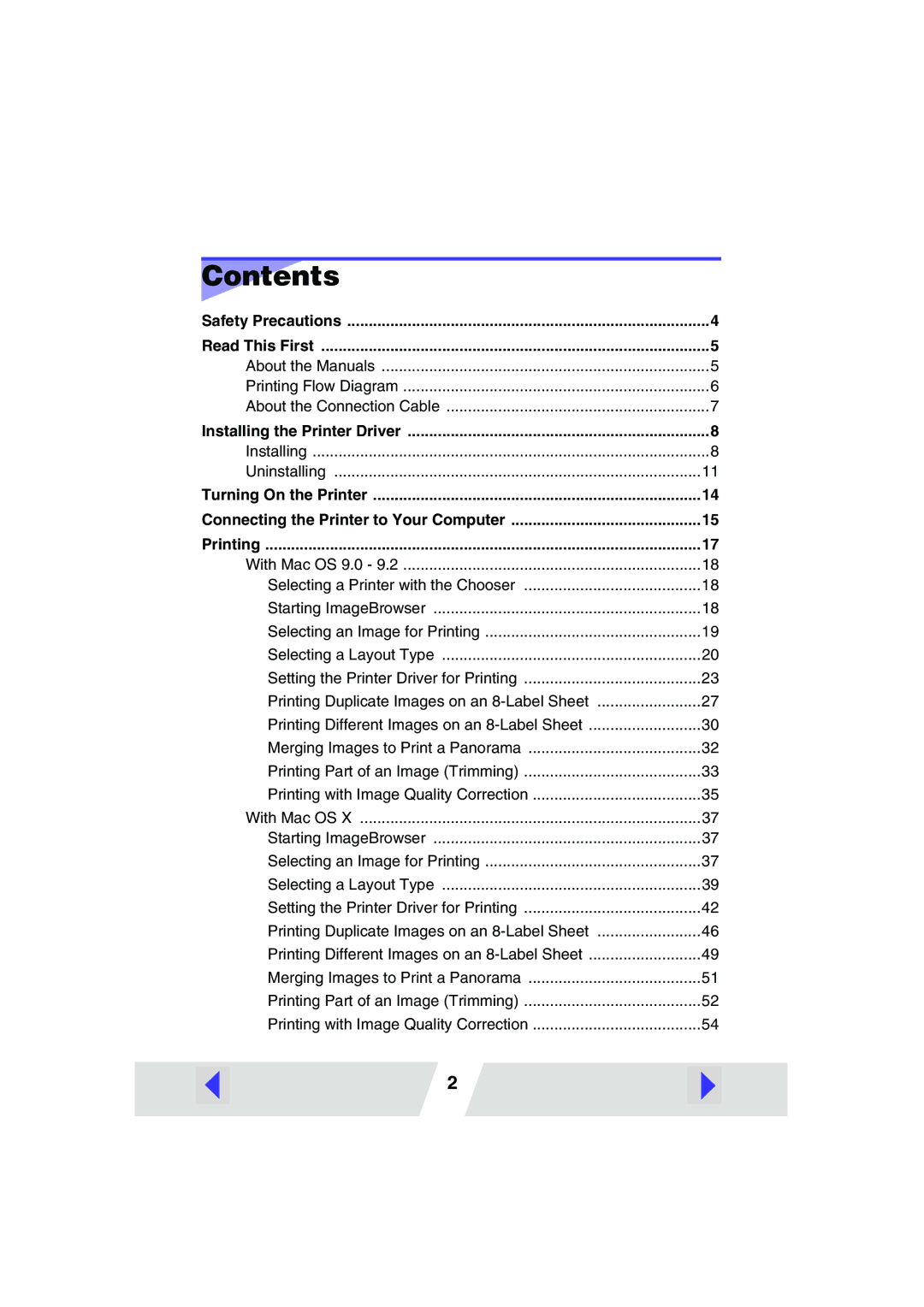 Canon CP220, CP330 manual Contents 