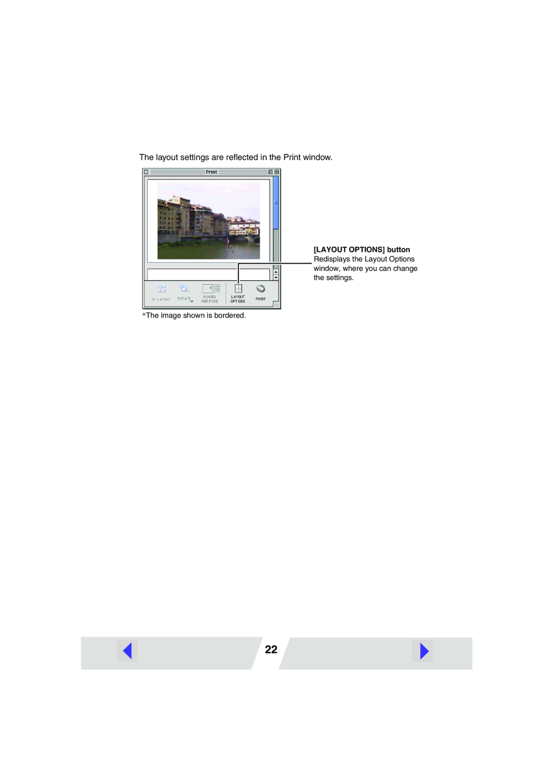 Canon CP220, CP330 manual Layout settings are reﬂected in the Print window 