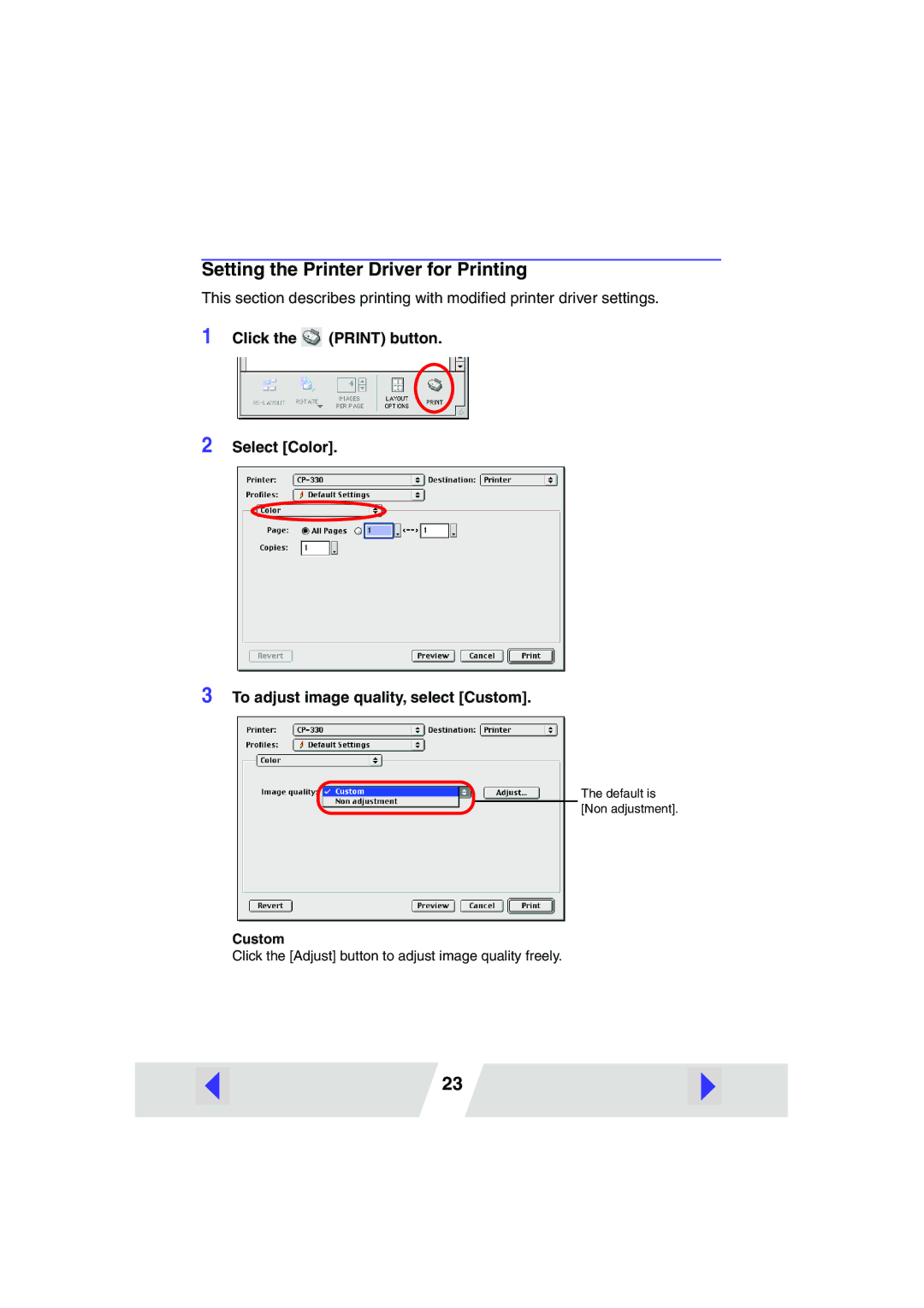 Canon CP330, CP220 manual Setting the Printer Driver for Printing 