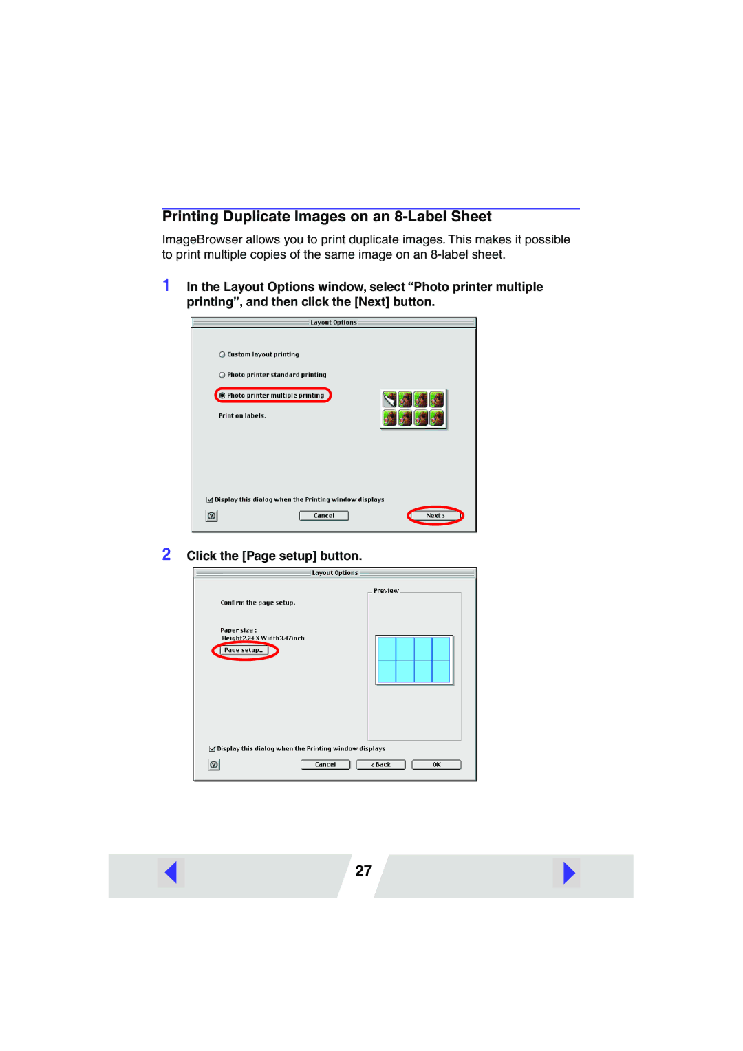 Canon CP330, CP220 manual Printing Duplicate Images on an 8-Label Sheet 