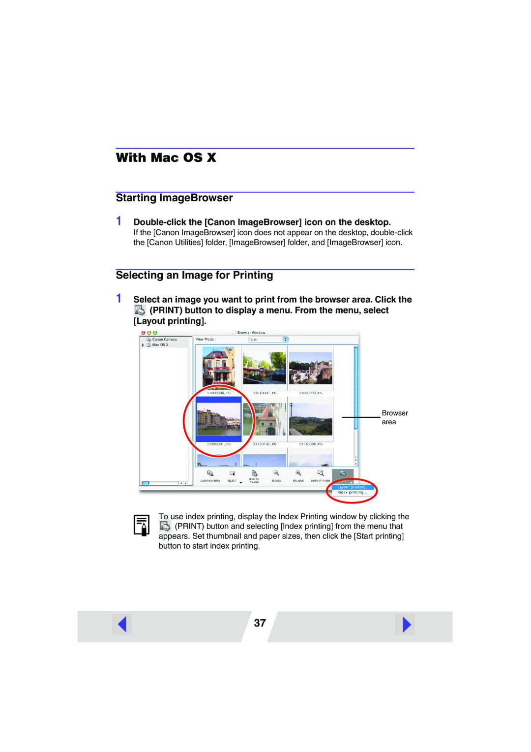 Canon CP330, CP220 manual With Mac OS, Starting ImageBrowser 