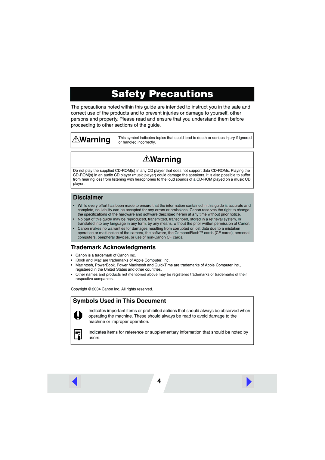 Canon CP220, CP330 manual Safety Precautions 