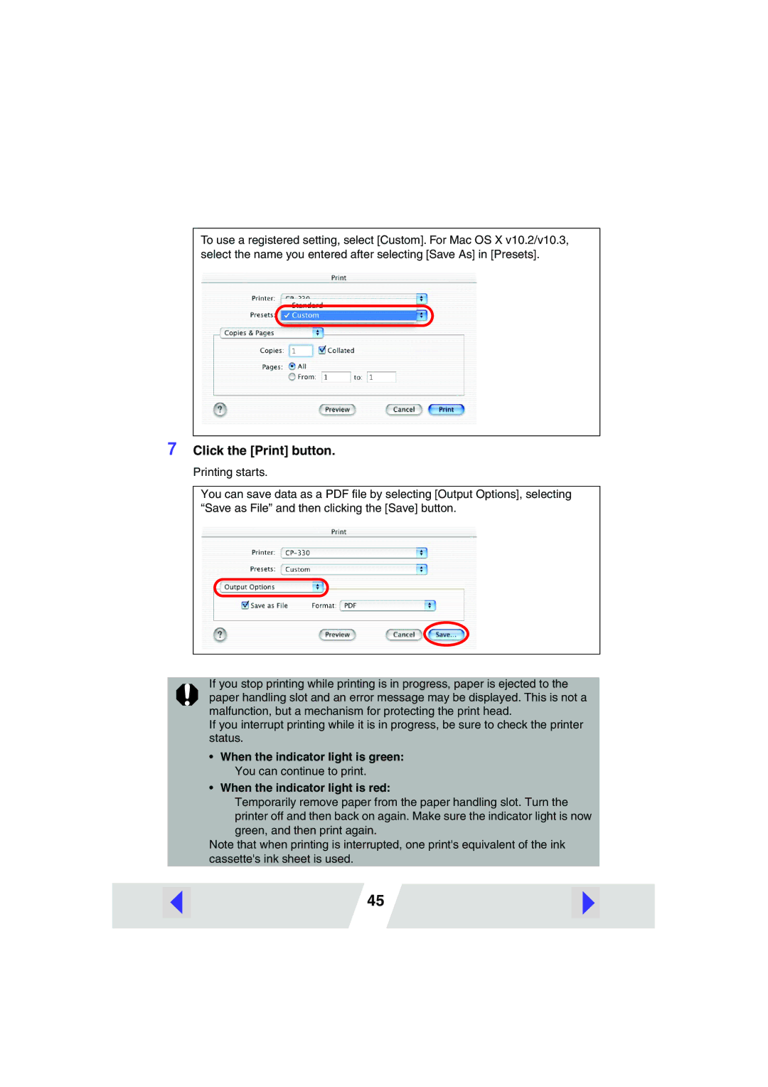 Canon CP330, CP220 manual Click the Print button 