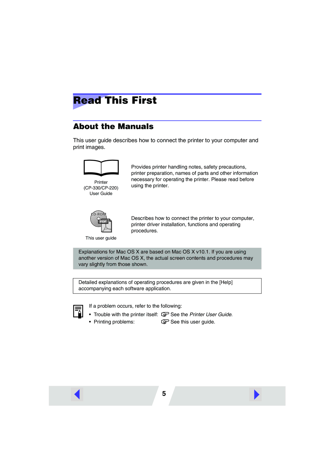 Canon CP330, CP220 manual Read This First, About the Manuals 