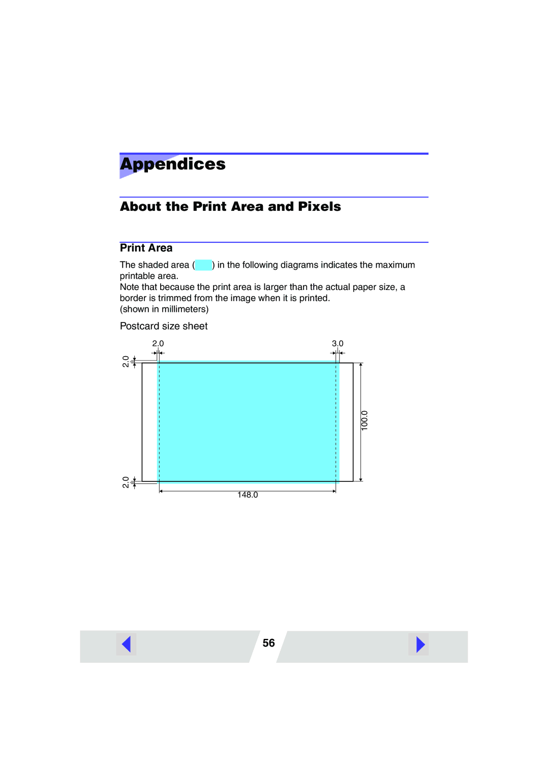 Canon CP220, CP330 manual About the Print Area and Pixels 