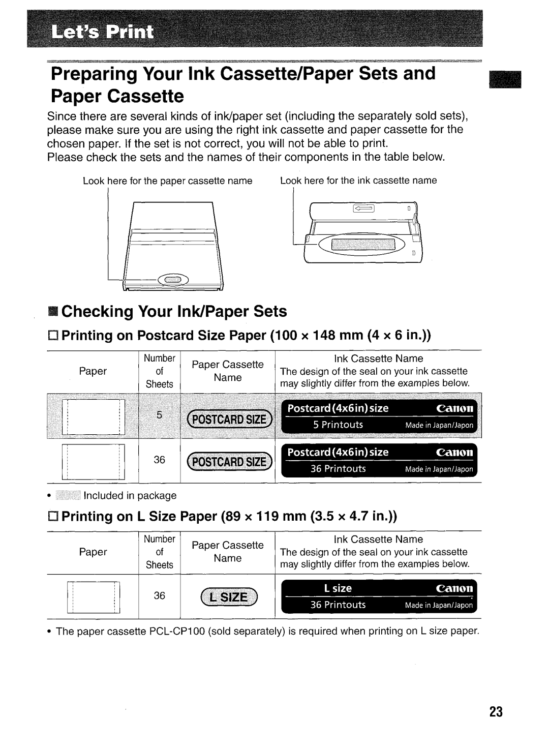 Canon CP400 manual 1111sBlilll 