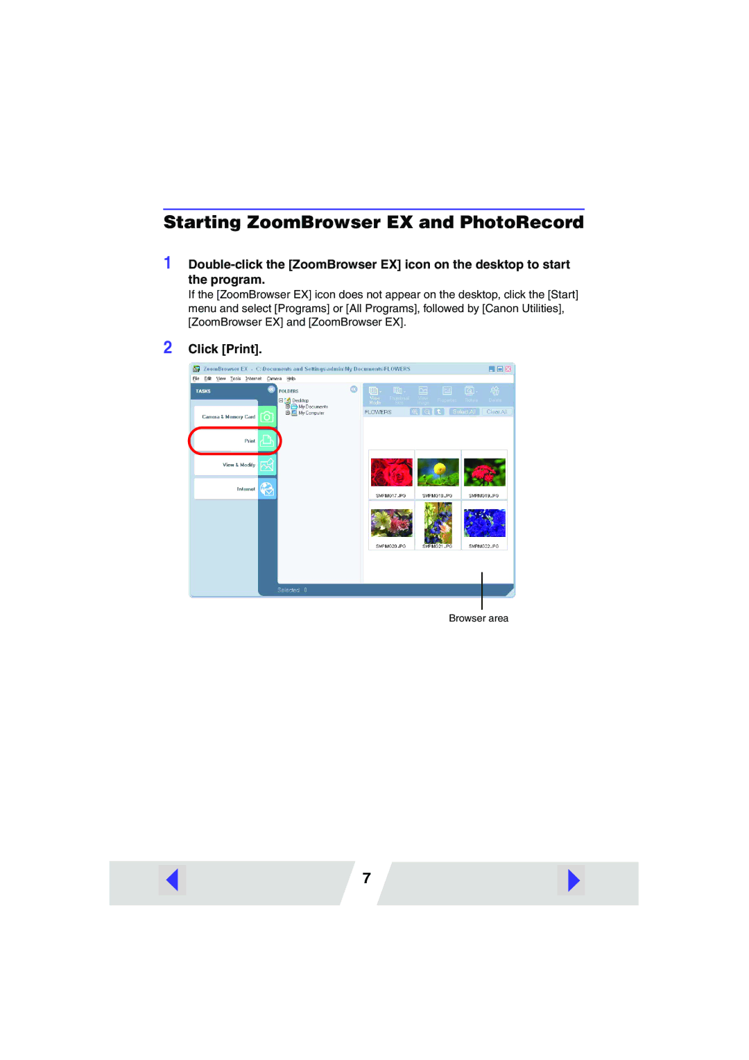 Canon CP400 manual Starting ZoomBrowser EX and PhotoRecord 