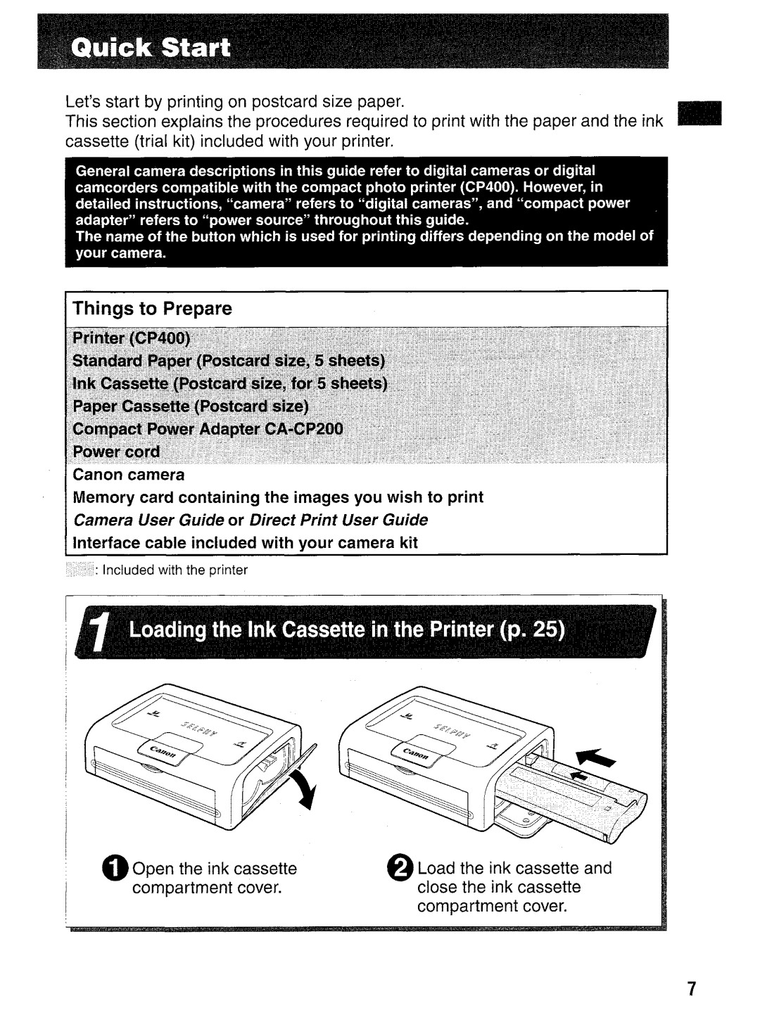 Canon CP400 manual Buick Start 