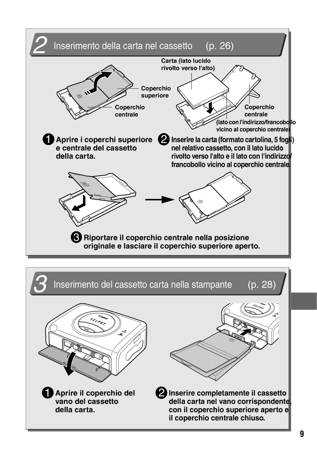 Canon CP600 manual Inserimento della carta nel cassetto p 