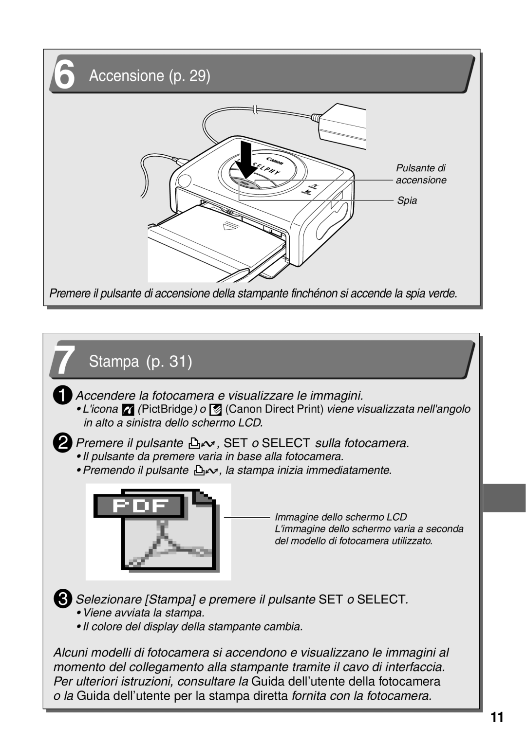 Canon CP600 manual Accensione p 