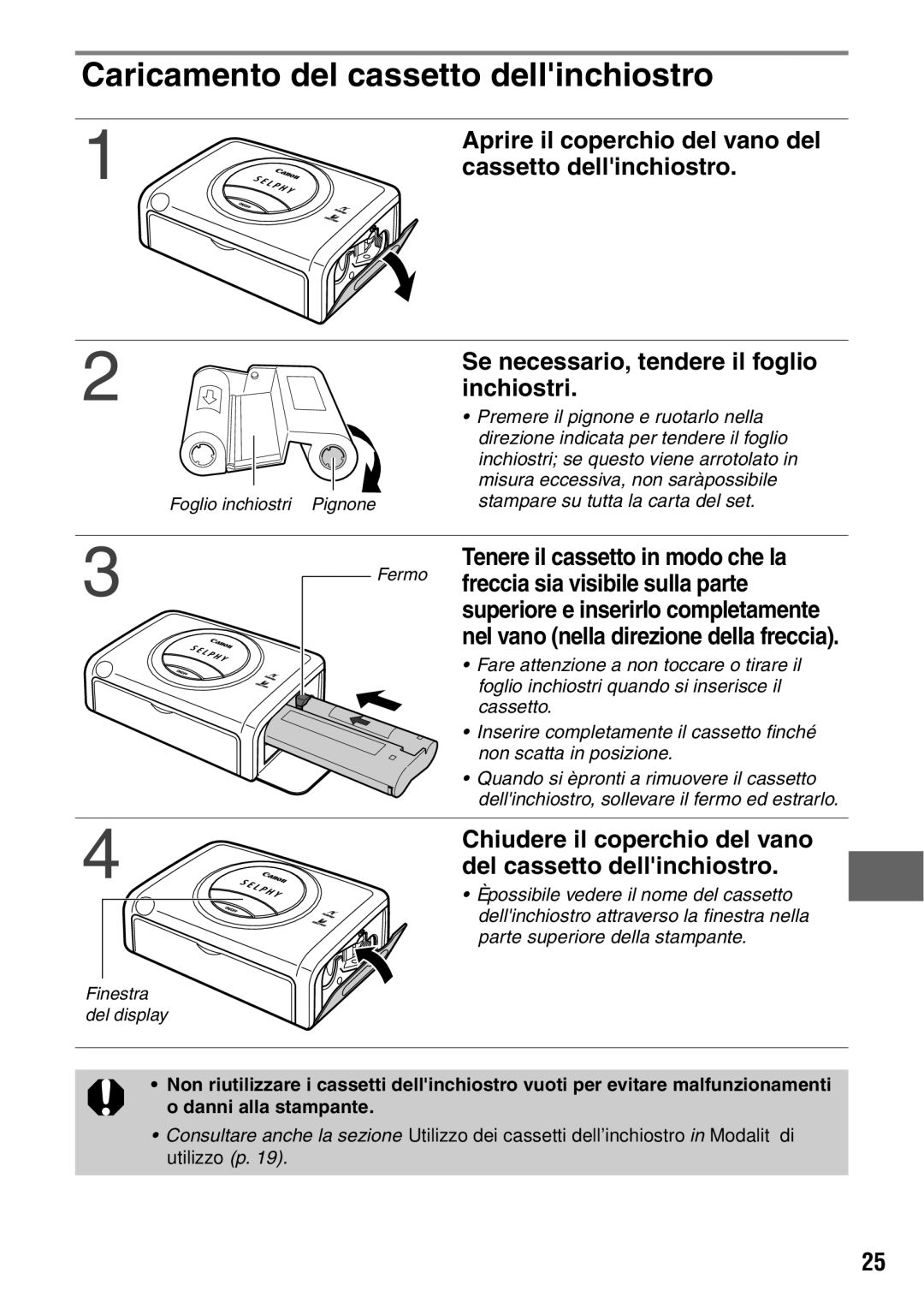 Canon CP600 manual Caricamento del cassetto dellinchiostro, Cassetto dellinchiostro, Inchiostri 