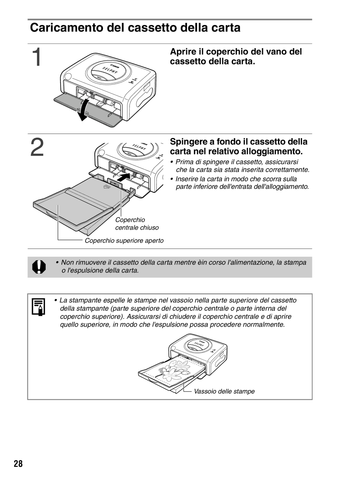 Canon CP600 manual Caricamento del cassetto della carta, Cassetto della carta 