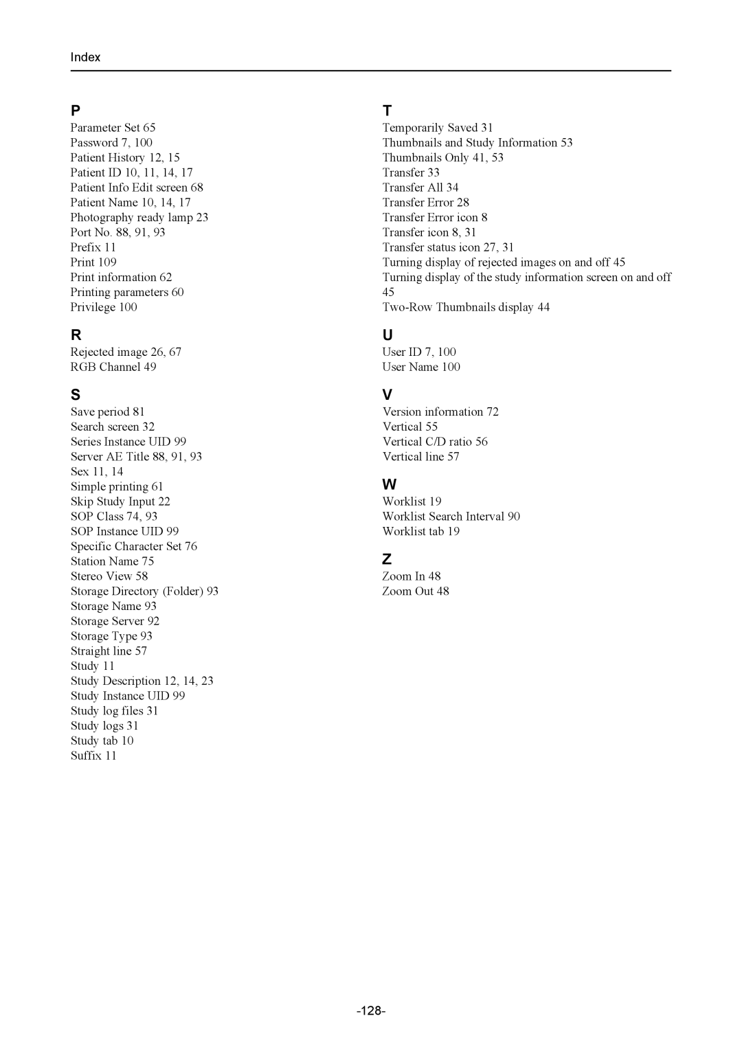 Canon CR-1 MARK II operation manual Index, 128 