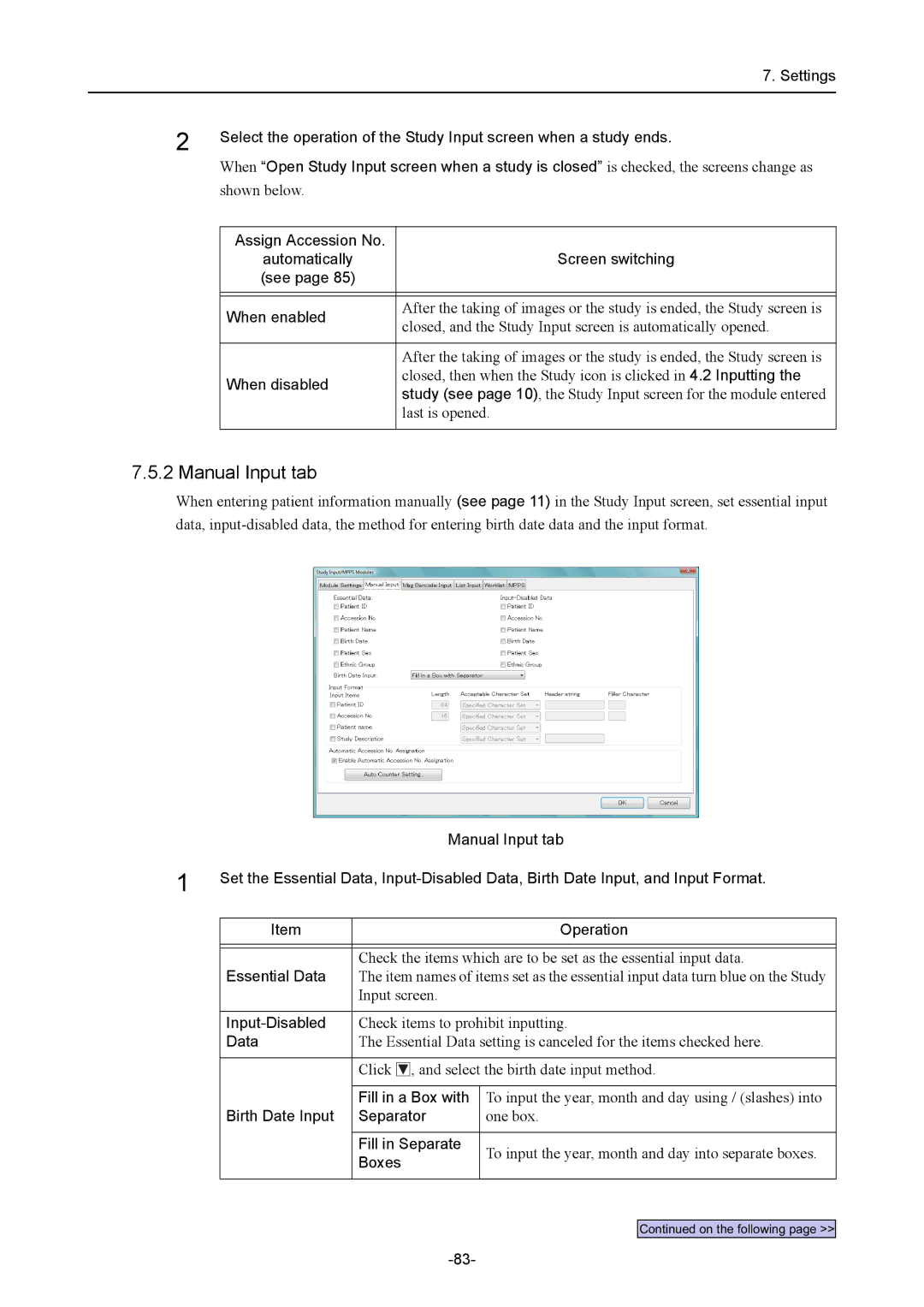 Canon CR-1 MARK II When disabled, Manual Input tab, Essential Data, Input-Disabled, Fill in a Box with, Fill in Separate 