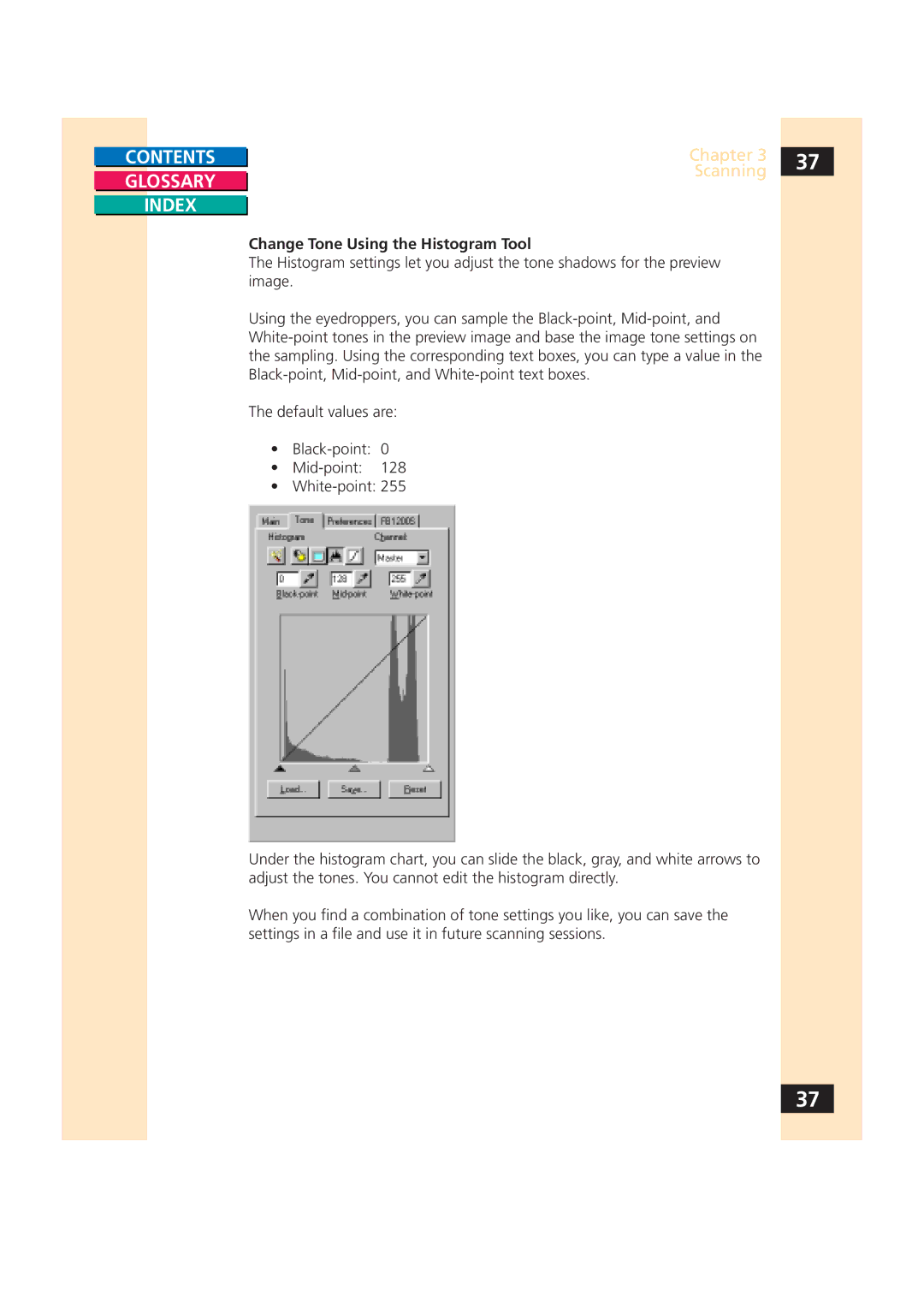 Canon CS-S 4.3 manual Glossary Index, Change Tone Using the Histogram Tool 