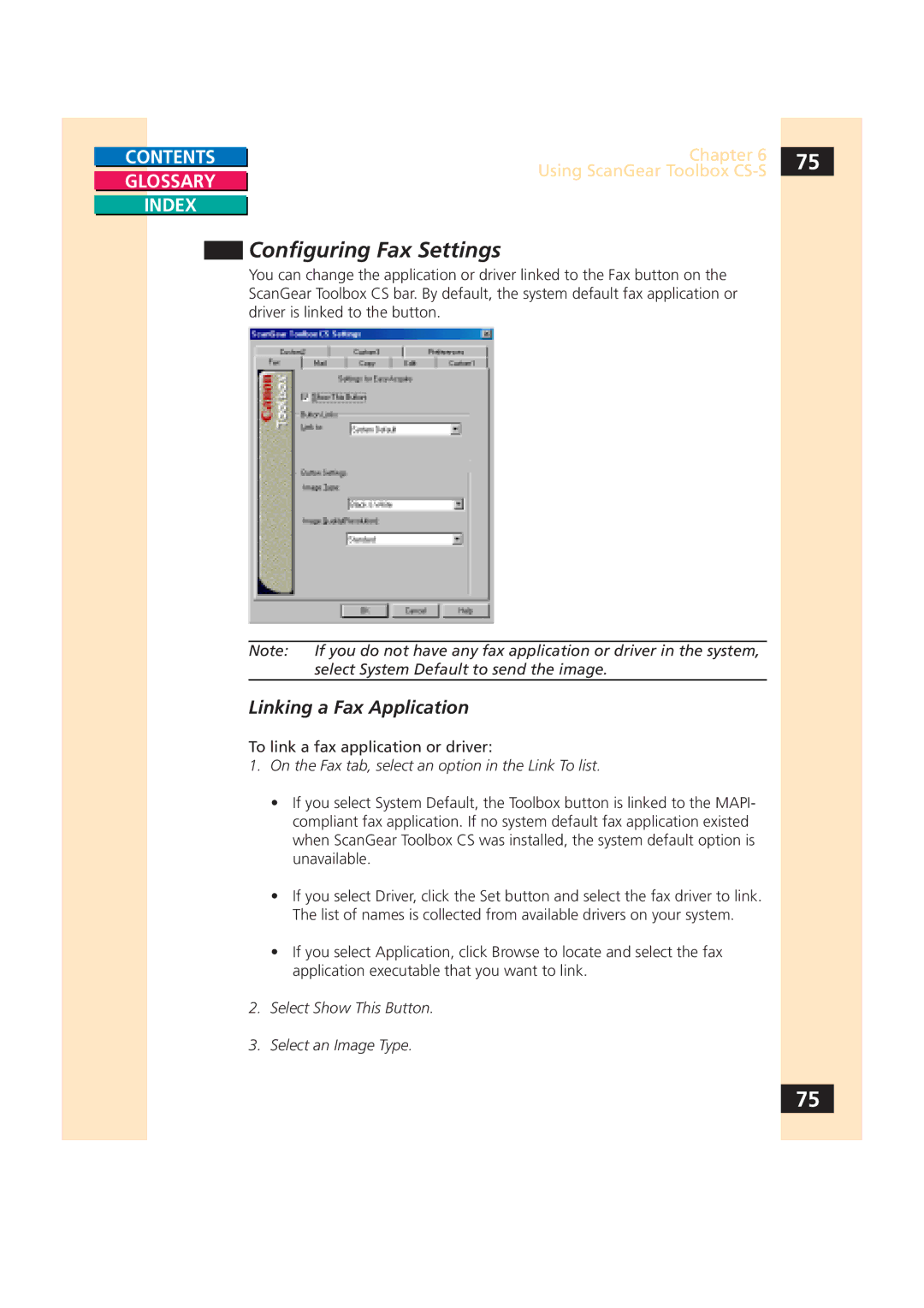 Canon CS-S 4.3 manual Configuring Fax Settings, Linking a Fax Application 