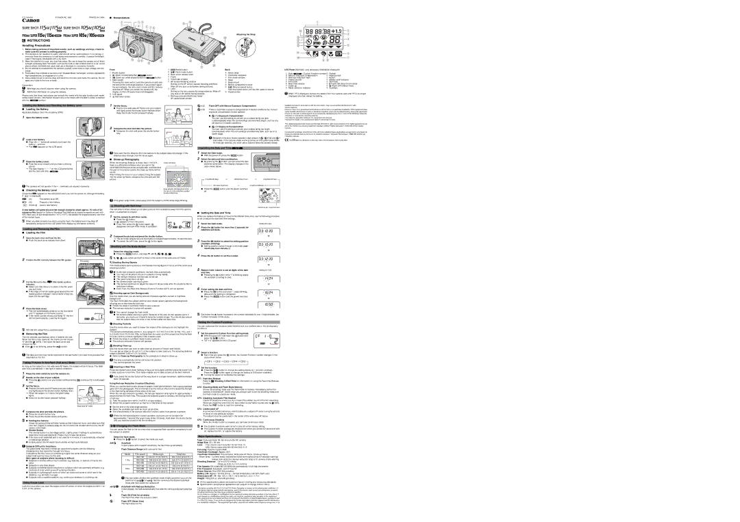 Canon CTI-7498-000 specifications Nomenclature, Imprinting the Date and Time, Checking the Battery Level, Using Focus Lock 