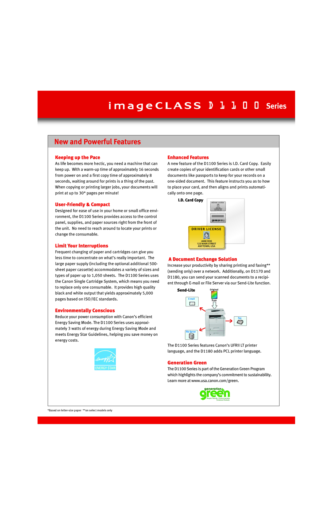 Canon D1100, D1170, D1120, D1150, D1180 manual Card Copy, Send-Lite 