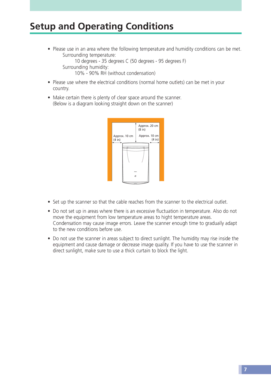 Canon D1230U/D2400U manual Setup and Operating Conditions 