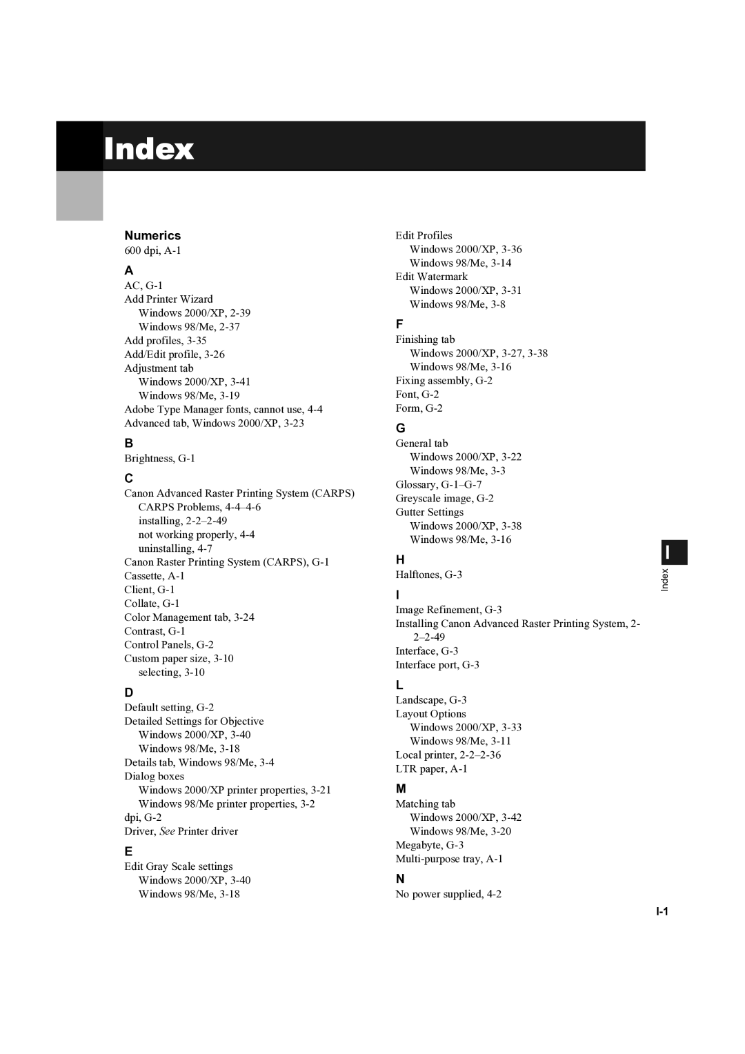 Canon D300 manual Index 