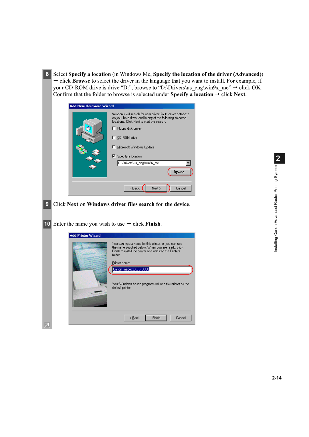 Canon D300 manual Click Next on Windows driver files search for the device 