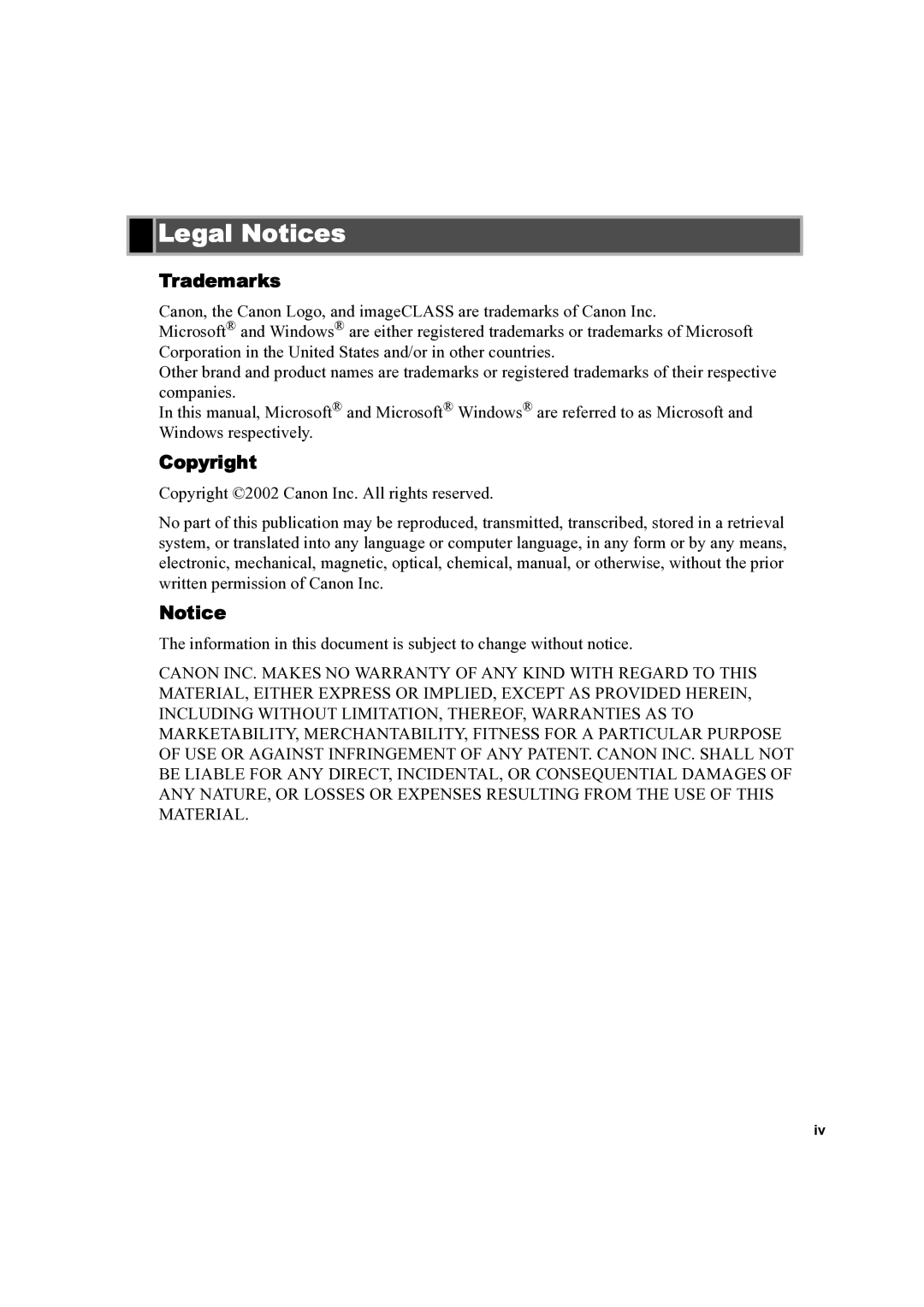 Canon D300 manual Legal Notices, Trademarks, Copyright 