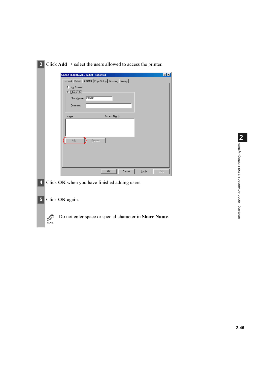 Canon D300 manual Installing Canon Advanced Raster Printing System 