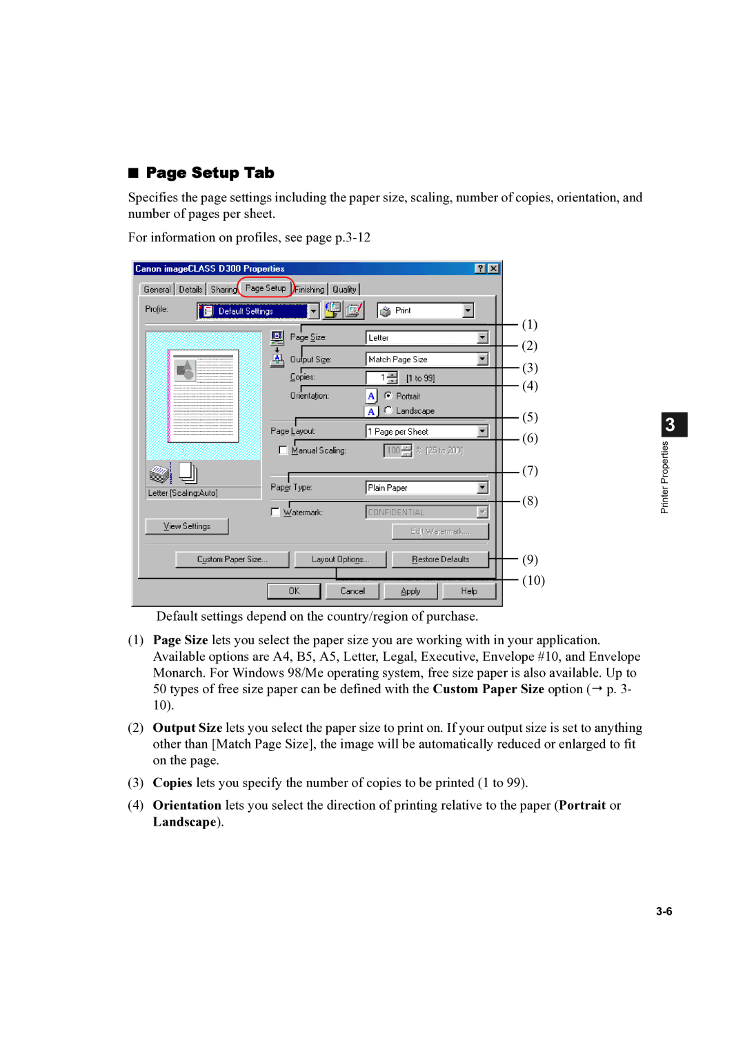 Canon D300 manual Setup Tab 