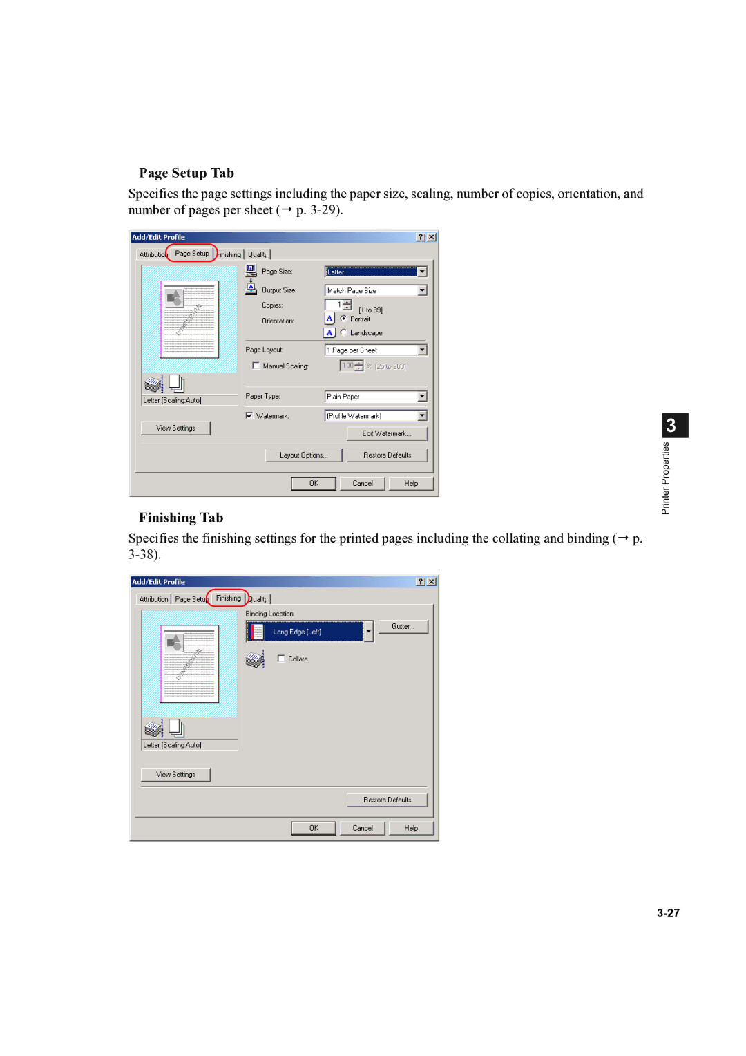 Canon D300 manual Setup Tab, Finishing Tab 