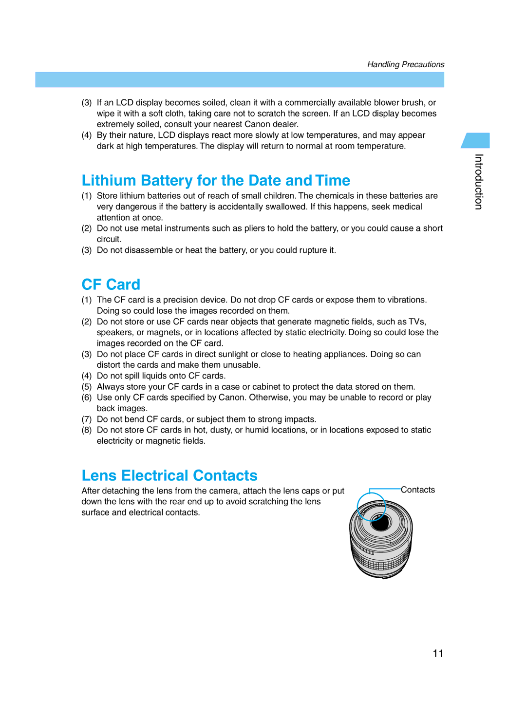 Canon D60 manual Lithium Battery for the Date and Time 