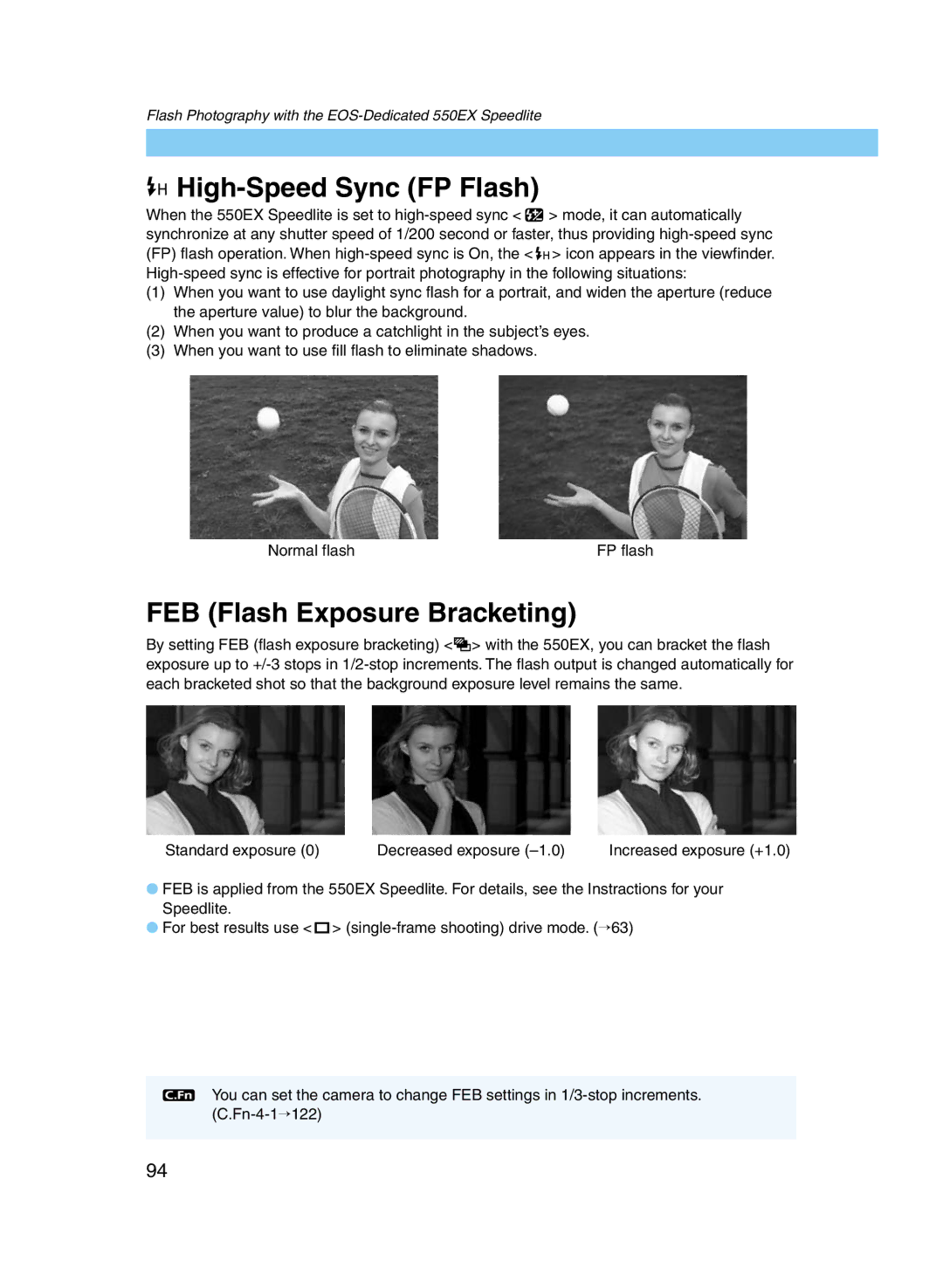 Canon D60 manual High-Speed Sync FP Flash, FEB Flash Exposure Bracketing 