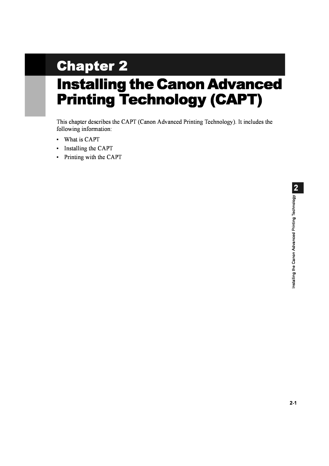 Canon D600 manual Chapter, Installing the Canon Advanced Printing Technology CAPT 