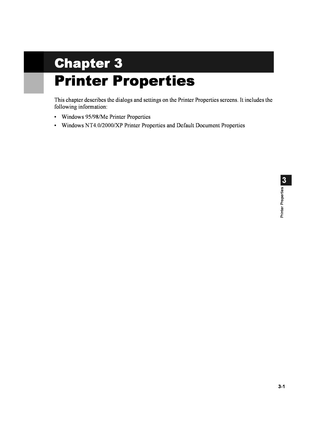 Canon D600 manual Printer Properties, Chapter 