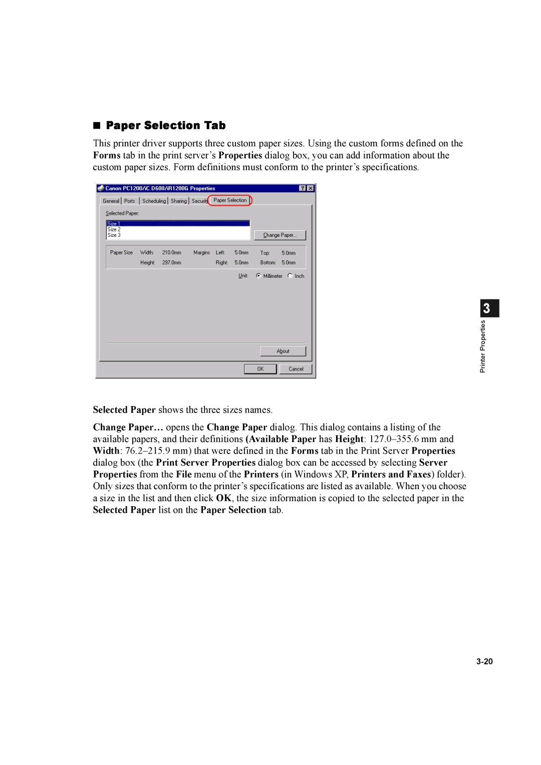 Canon D600 manual Paper Selection Tab 