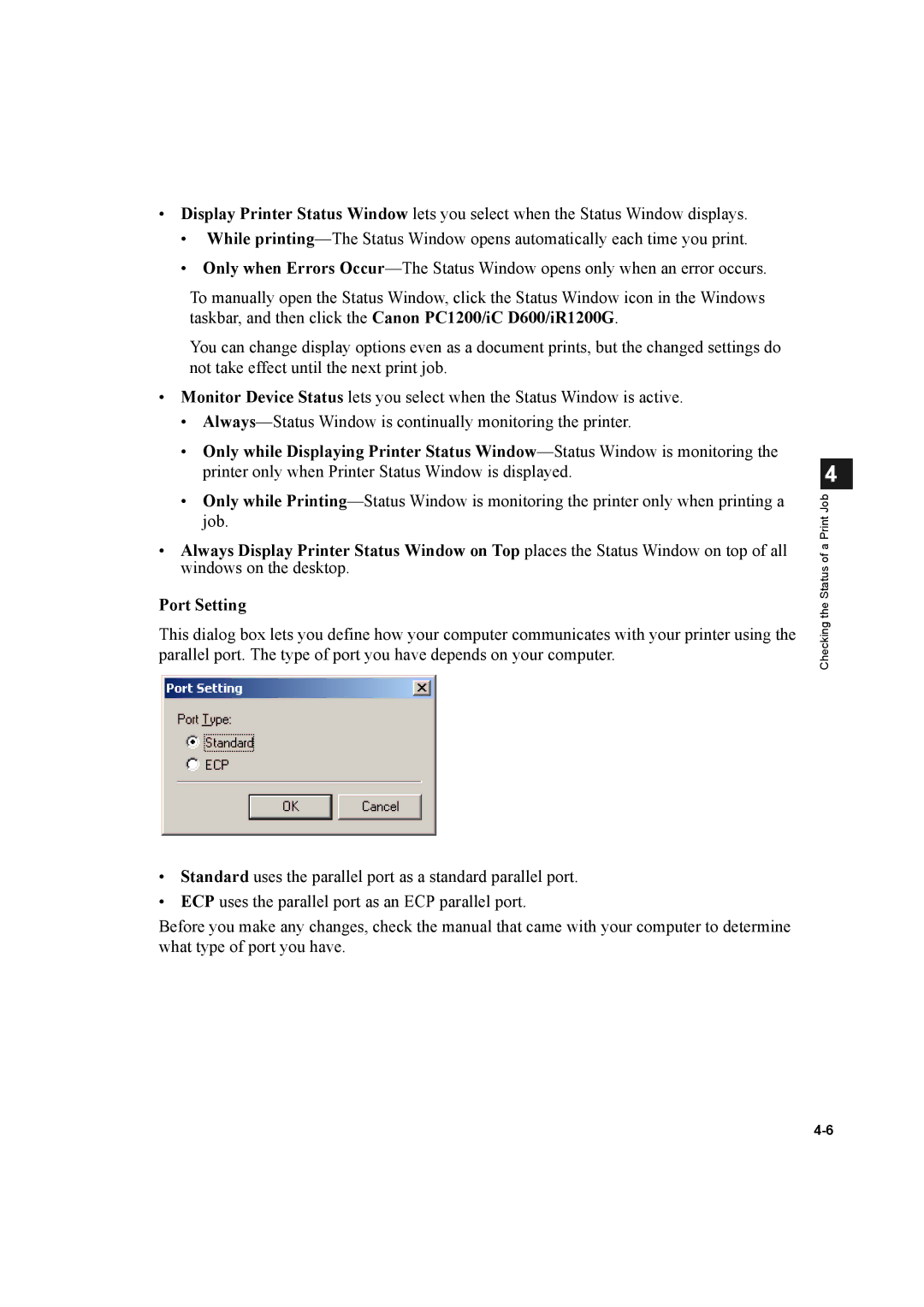 Canon D600 manual Checking the Status of a Print Job 