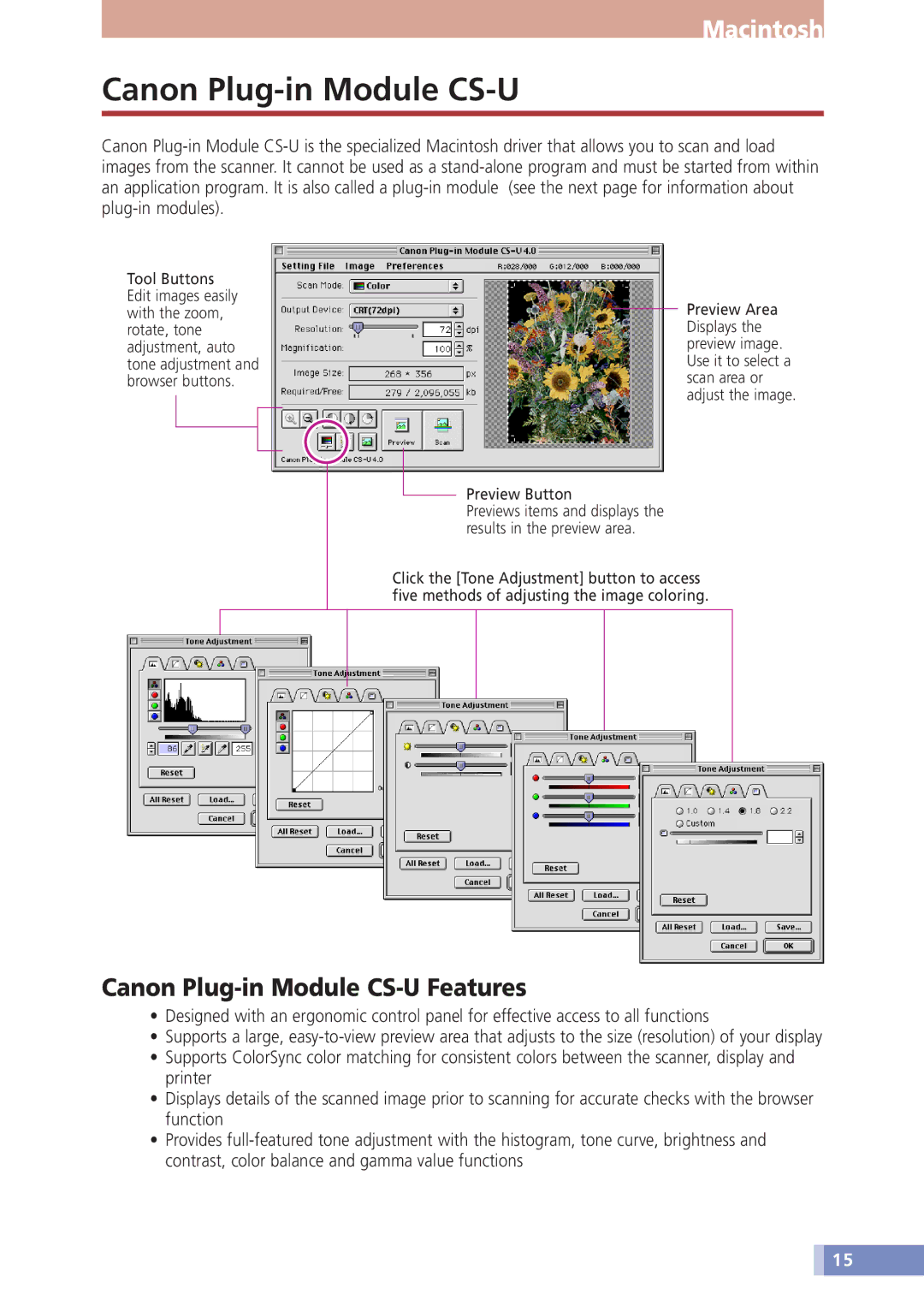 Canon D646U manual Canon Plug-in Module CS-U Features 