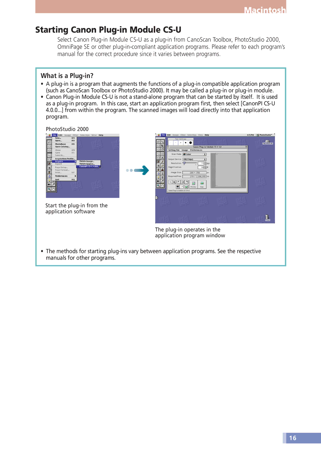 Canon D646U manual Starting Canon Plug-in Module CS-U, What is a Plug-in? 