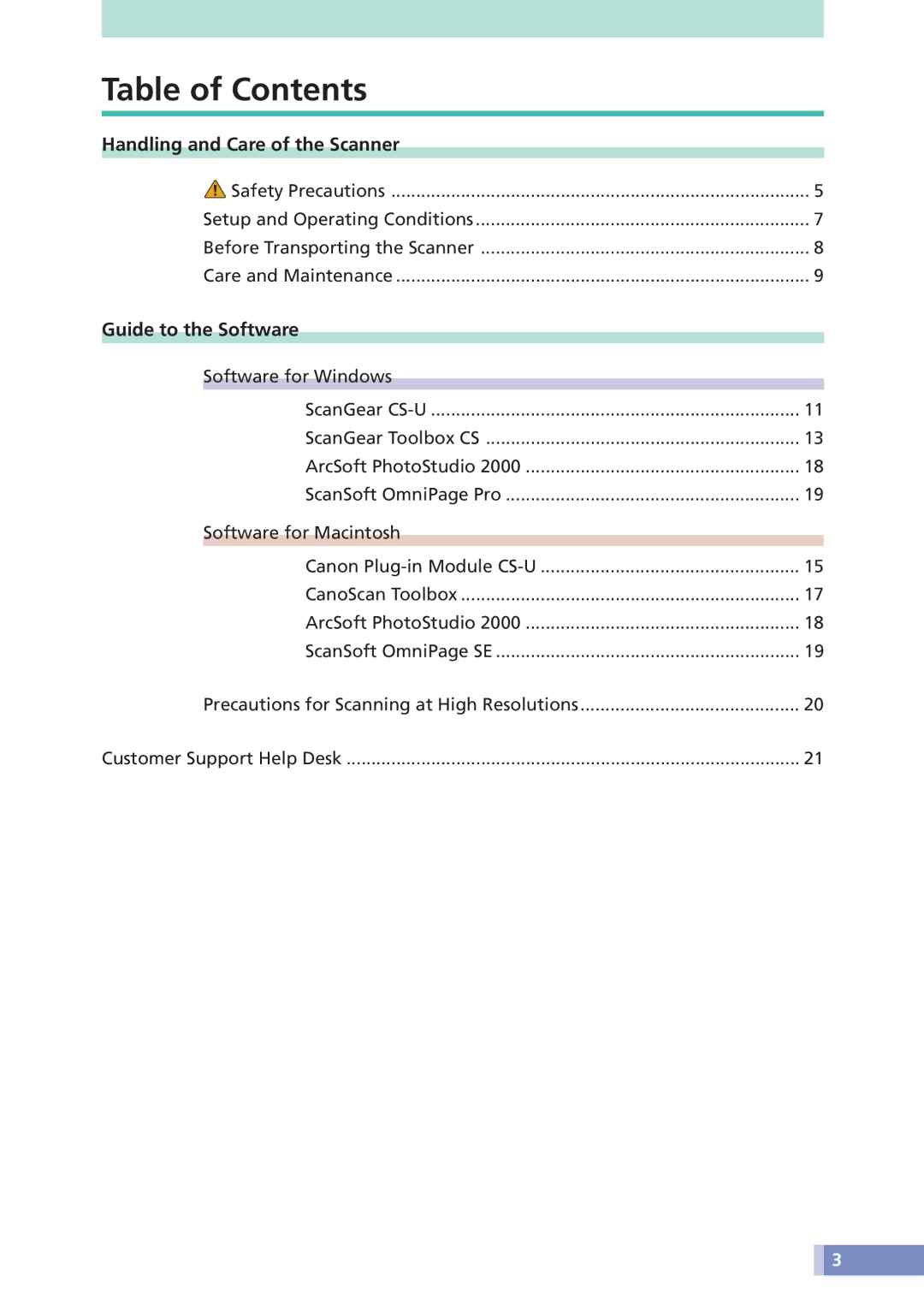 Canon D646U manual Table of Contents 